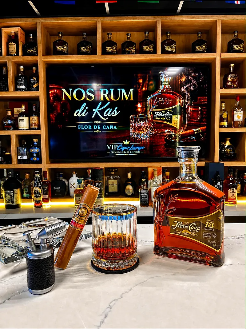 Flor de Caña 18 rum paired with a premium cigar